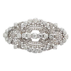 11.21 Carat Diamond and Platinum Brooch, Art Deco Style, Antique, circa 1920