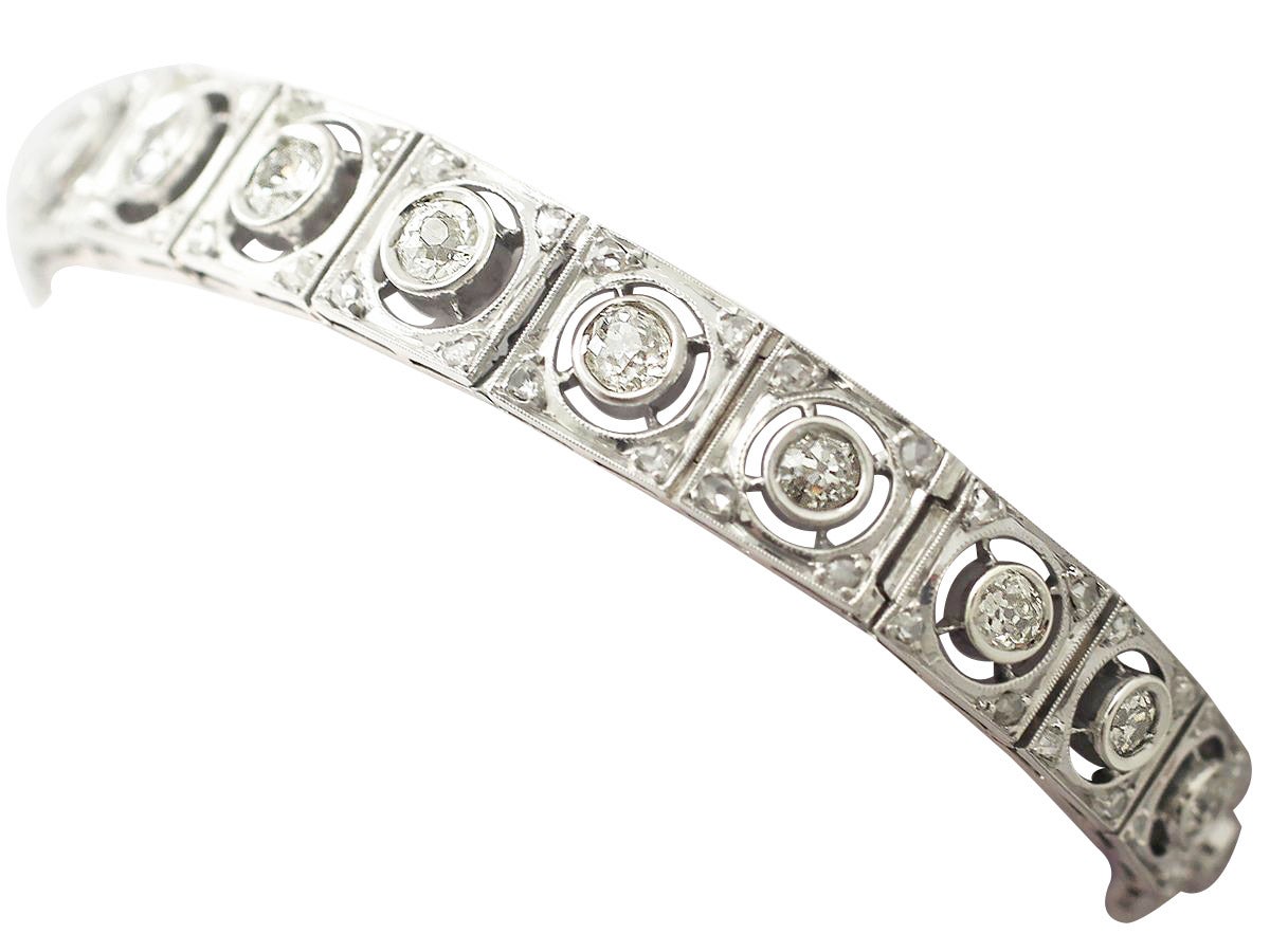1910s 4.38 Carat Diamond Gold Platinum Set Line Bracelet In Excellent Condition In Jesmond, Newcastle Upon Tyne