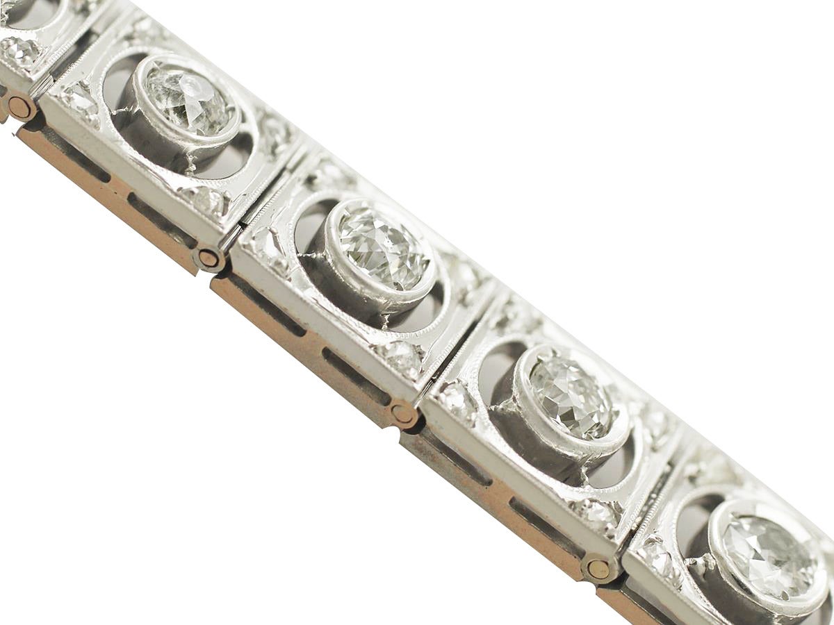 1910s 4.38 Carat Diamond Gold Platinum Set Line Bracelet 1