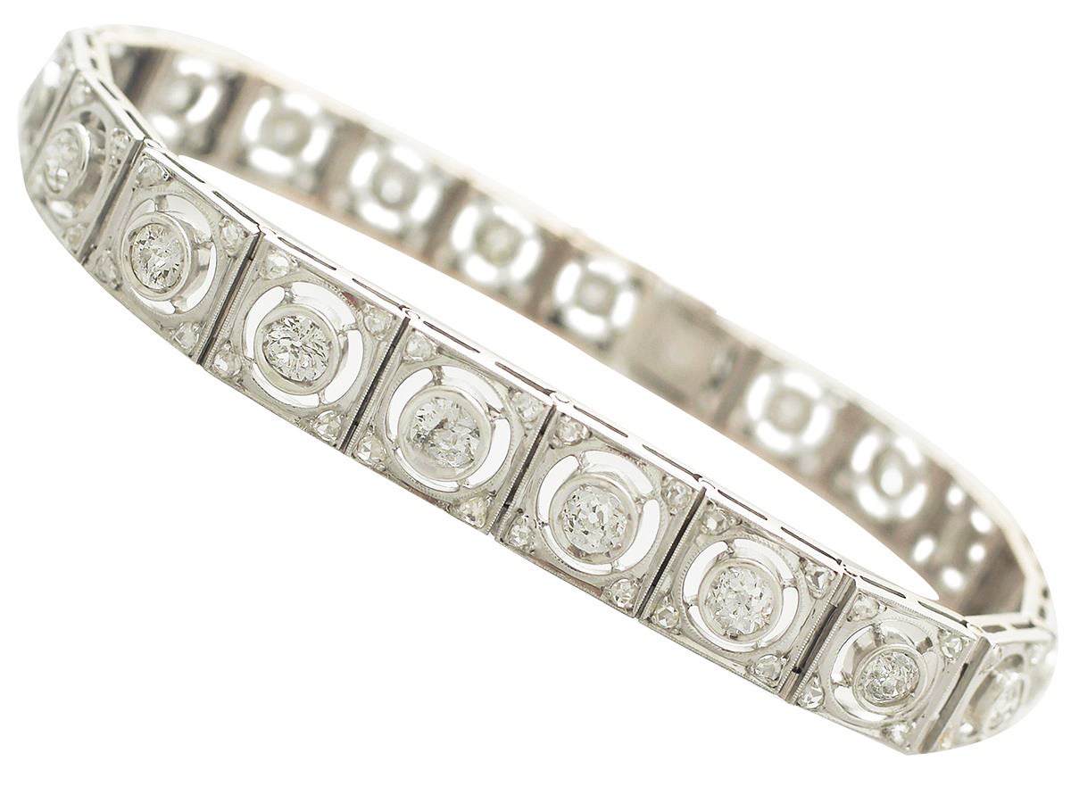 1910s 4.38 Carat Diamond Gold Platinum Set Line Bracelet 2