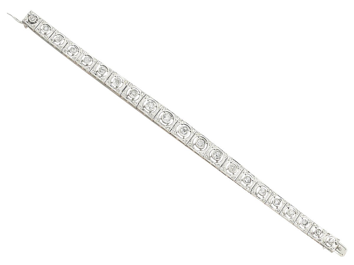 1910s 4.38 Carat Diamond Gold Platinum Set Line Bracelet 4
