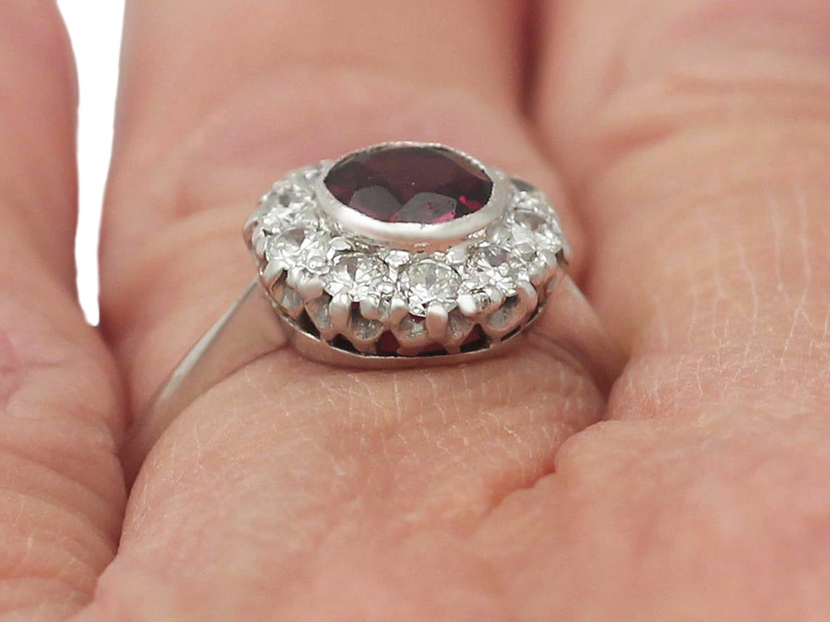 1940s Amethyst & Diamond White Gold Cocktail Ring 4