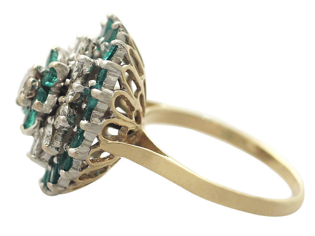 1.86Ct Diamond and 1.70Ct Emerald, 18k Yellow Gold Cocktail Ring