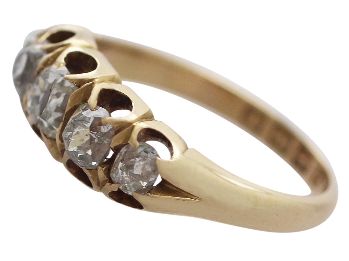 1880 Antique Diamond and Yellow Gold Five-Stone Ring For Sale at 1stdibs