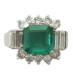 1970s 3.05 Carat Emerald and Diamond White Gold Cocktail Ring 6