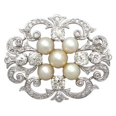 Victorian 3.65 Carat Diamond and Pearl White Gold Brooch 5