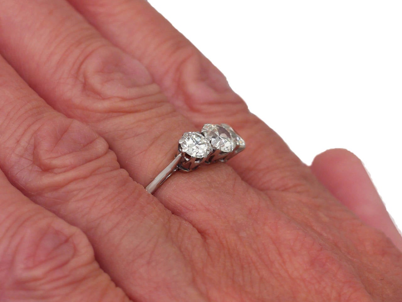 1920s 1.50 Carat Diamond and Platinum Trilogy Ring  2