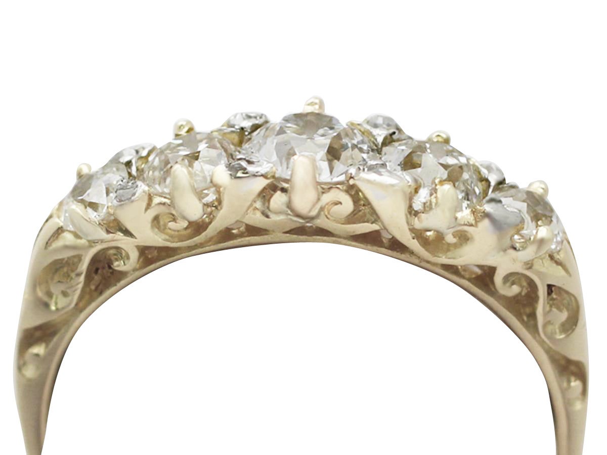 1.60Ct Diamond and 18k Yellow Gold Five Stone Ring - Antique Circa 1910
