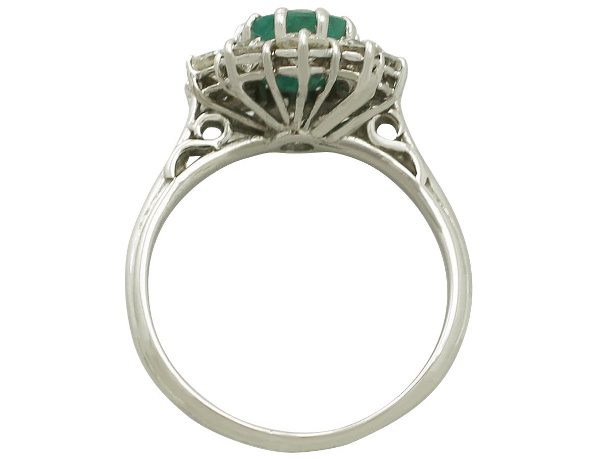 2.09 Carat Emerald and 1.32 Carat Diamond White Gold Cluster Ring 1