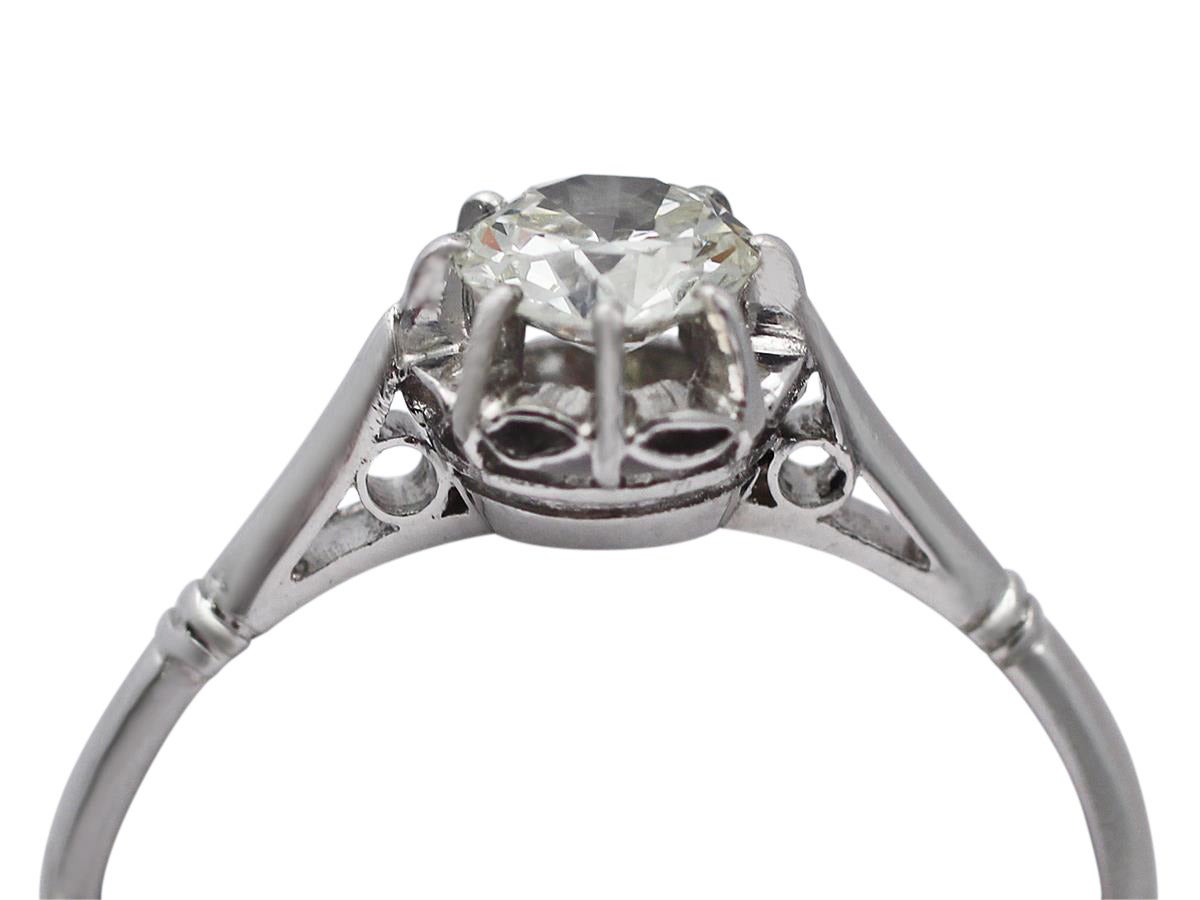 A fine and impressive antique French 0.42 carat diamond and platinum solitaire ring; part our antique jewelry and estate jewelry collections

This impressive French diamond ring has been crafted in platinum.

The 0.42ct old European round cut