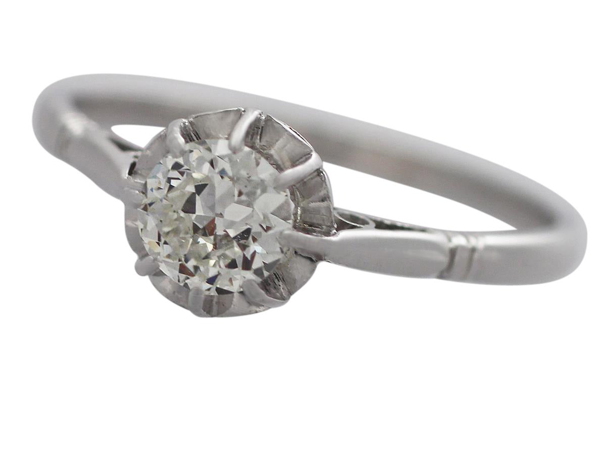 0.42Ct Diamond and Platinum Solitaire Ring - Antique French Circa 1930 In Excellent Condition In Jesmond, Newcastle Upon Tyne