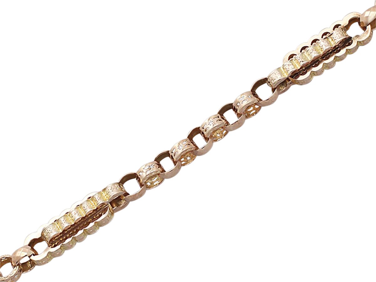 Women's 9K Yellow Gold and 9K Rose Gold Watch Chain - Antique Circa 1900