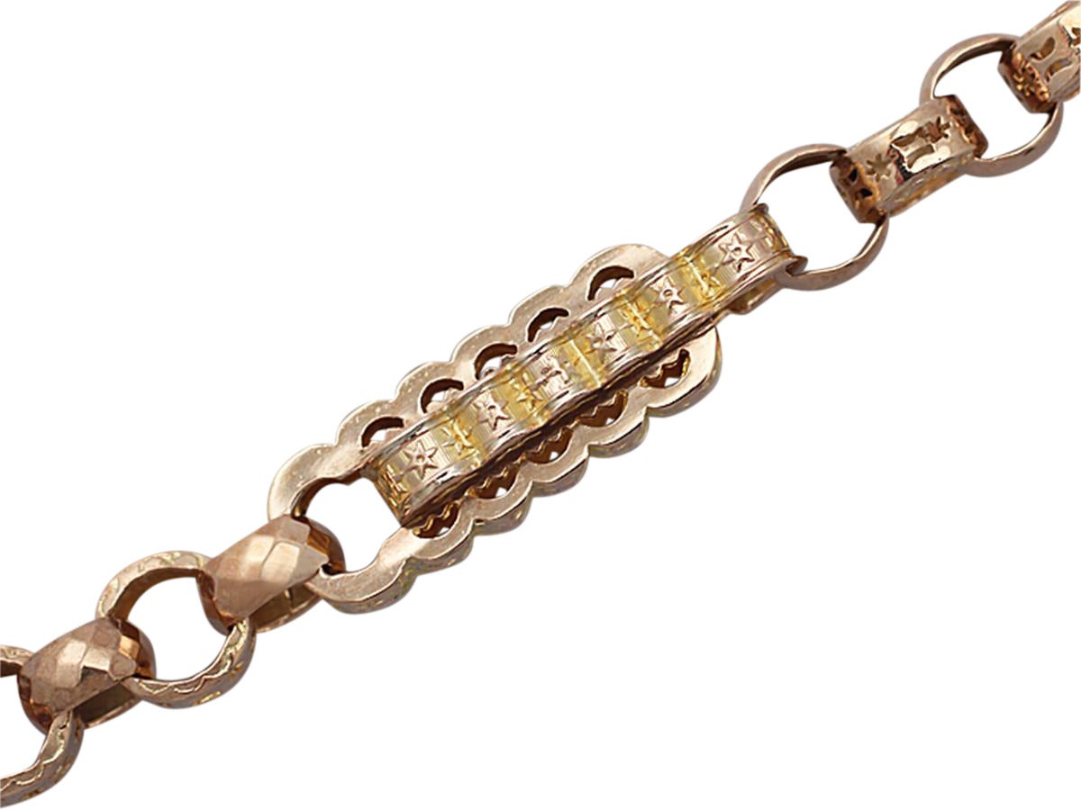 9K Yellow Gold and 9K Rose Gold Watch Chain - Antique Circa 1900 1