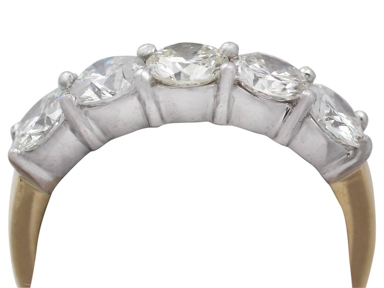 1.75Ct Diamond & 18k Yellow Gold Five Stone/Half Eternity Ring - Vintage