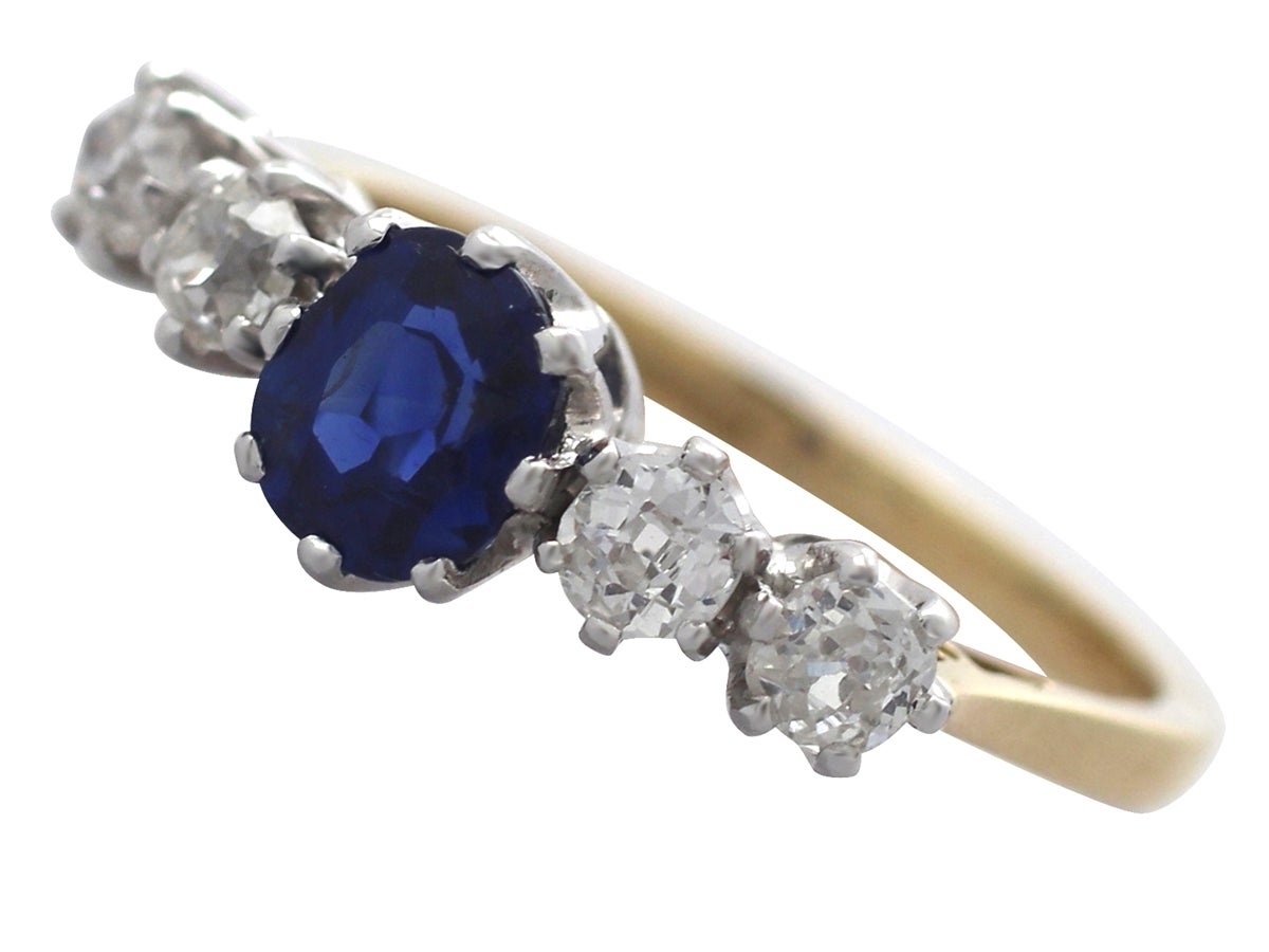 1.19Ct Sapphire & 0.84Ct Diamond, 18k Yellow Gold Ring - Antique & Contemporary 1