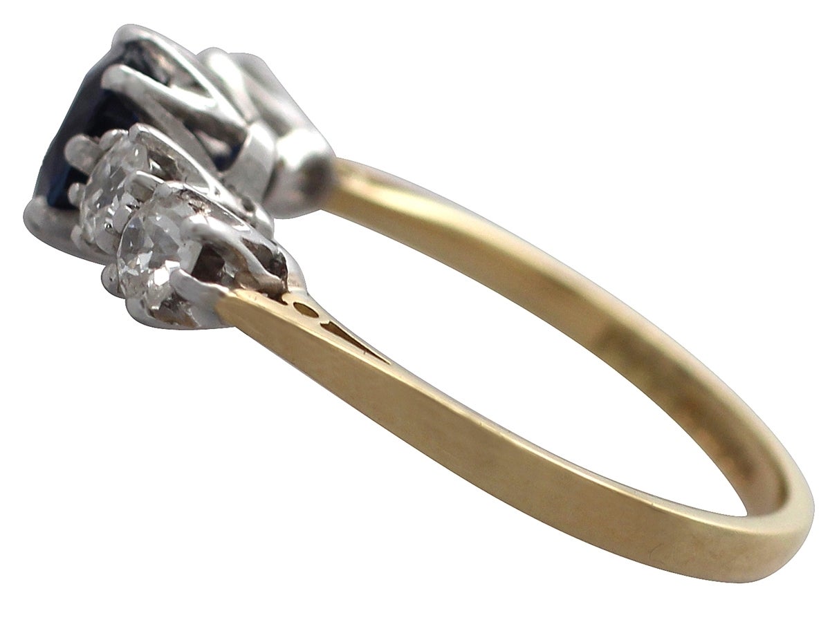 1.19Ct Sapphire & 0.84Ct Diamond, 18k Yellow Gold Ring - Antique & Contemporary 2