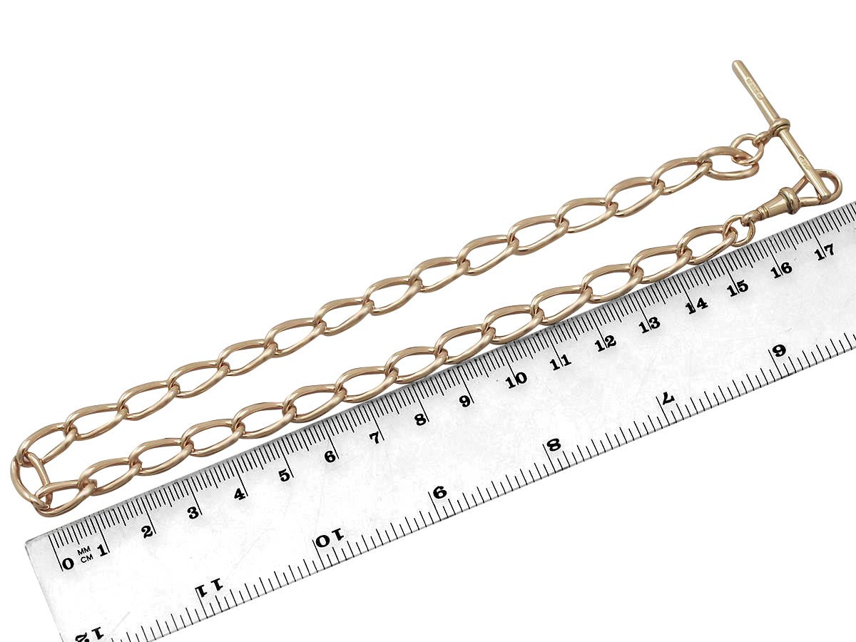 9k Rose Gold Albert Watch Chain - Antique Circa 1900 3