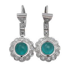 2.15Ct Emerald & 1.20Ct Diamond, 14k White Gold Earrings – Vintage Circa 1940