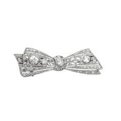 2.55Ct Diamond, 18k White Gold Bow Brooch - Antique Circa 1900 8