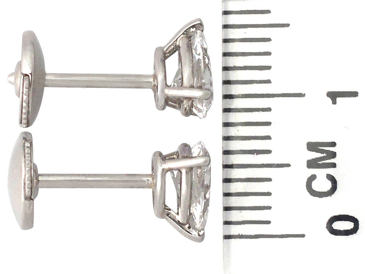 1.15Ct Pear Cut Diamond and Platinum Stud Earrings - Contemporary Circa 2000 1