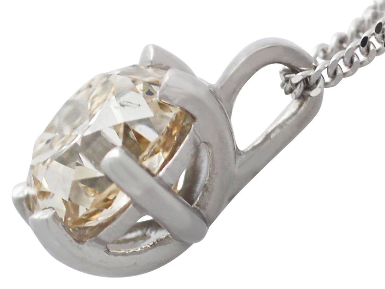 1.63Ct Diamond & Platinum Solitaire Pendant - Antique Circa 1890 & Contemporary 1