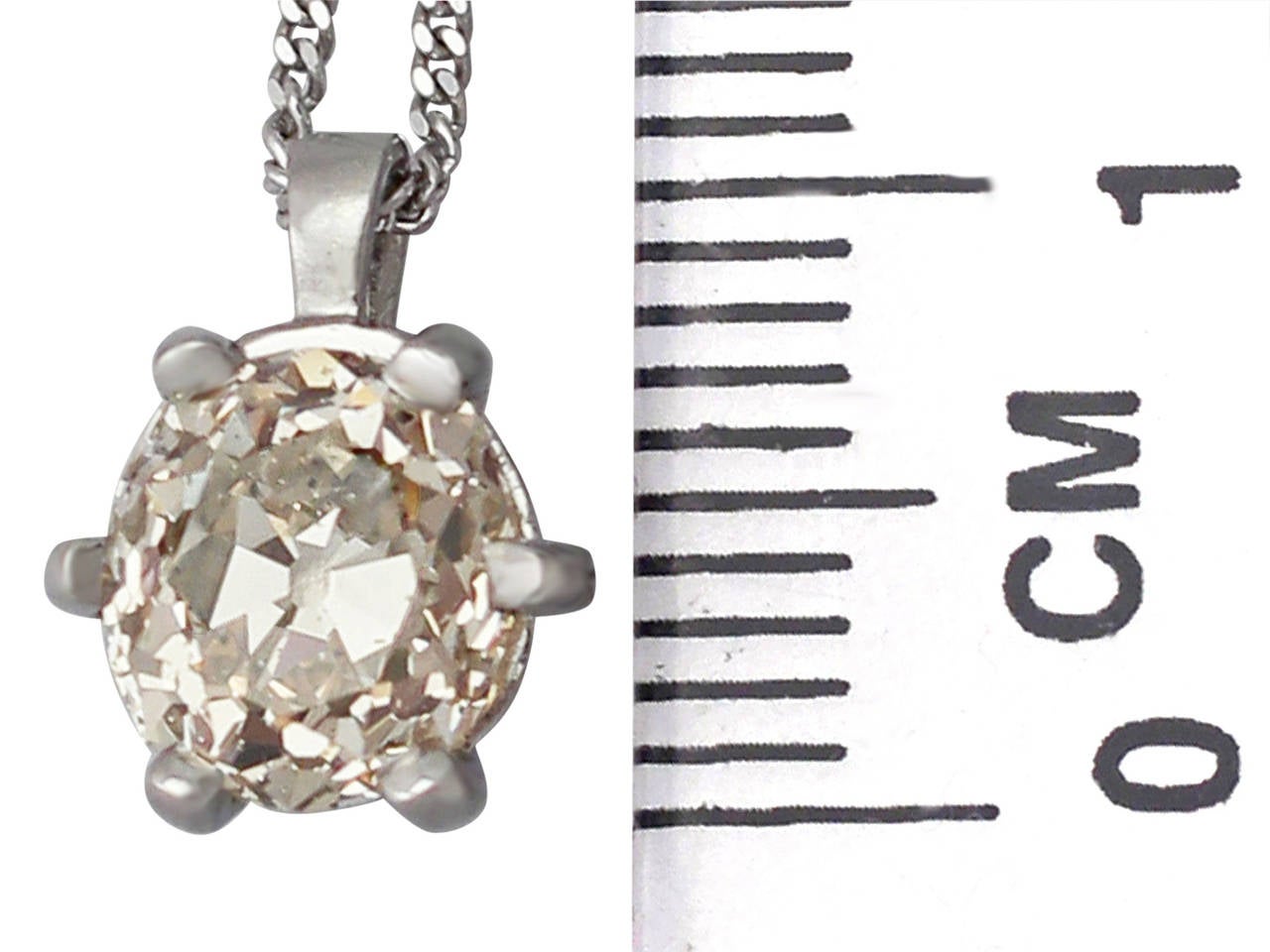 1.63Ct Diamond & Platinum Solitaire Pendant - Antique Circa 1890 & Contemporary 3