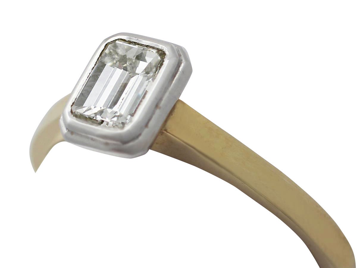 Emerald Cut Diamond and Yellow Gold Solitaire Ring, Contemporary 2002