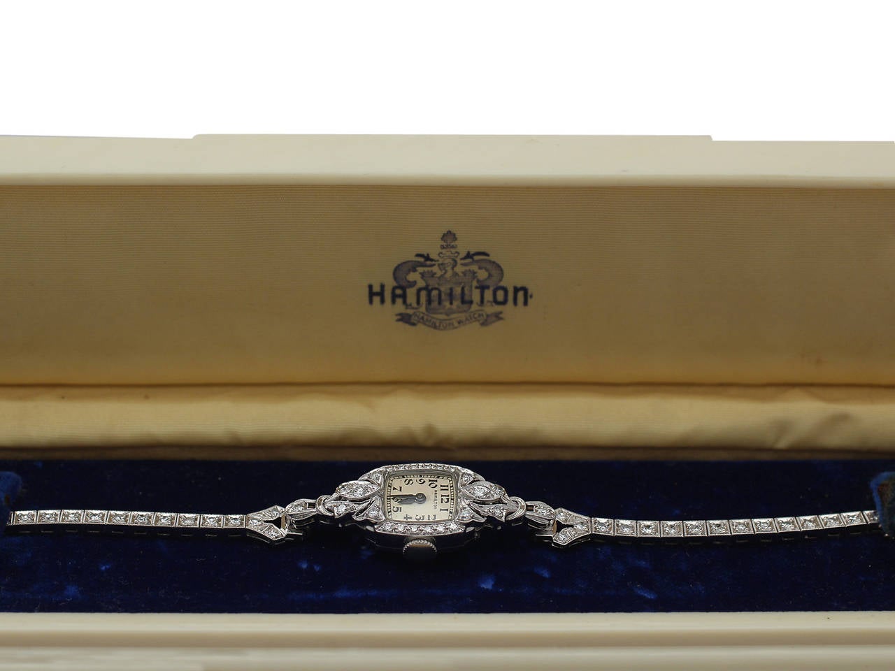 0.82Ct Diamond Hamilton Cocktail Watch in Platinum - Art Deco Style - Vintage In Excellent Condition In Jesmond, Newcastle Upon Tyne