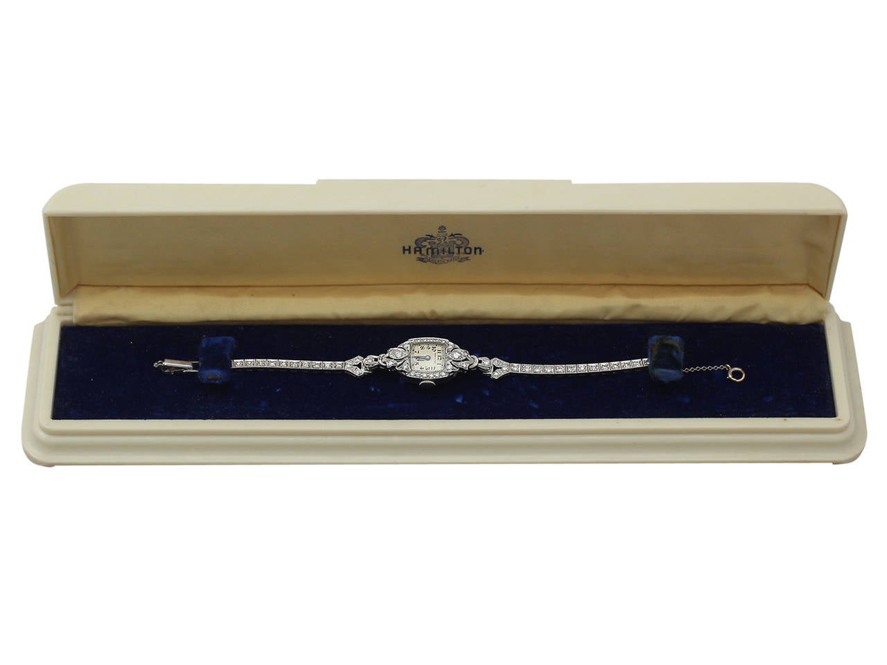 Women's 0.82Ct Diamond Hamilton Cocktail Watch in Platinum - Art Deco Style - Vintage