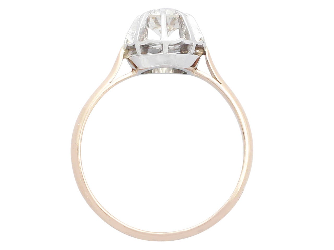 0.54Ct Diamond and 18k Rose Gold Solitaire Ring - Vintage French Circa 1960 2