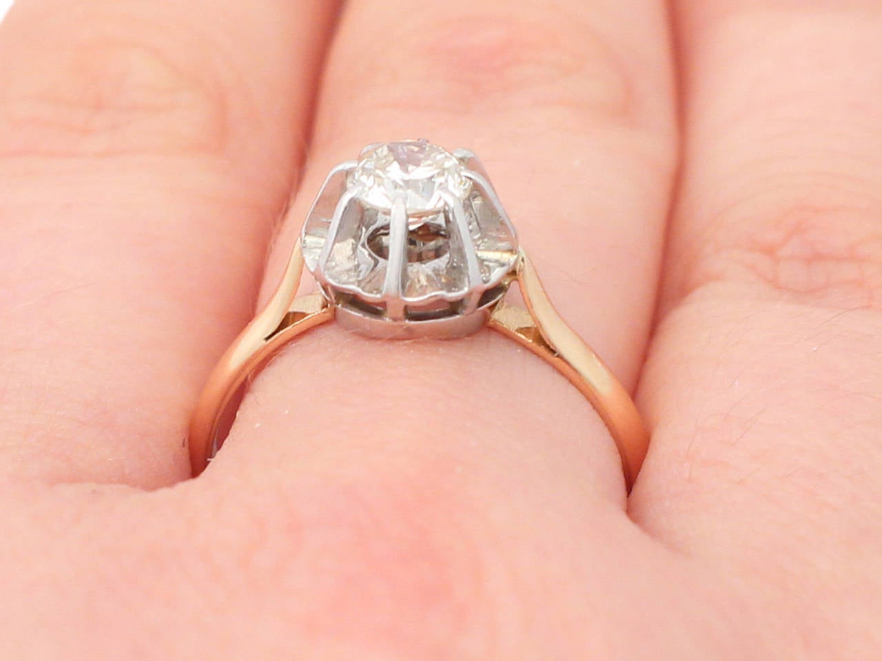 0.54Ct Diamond and 18k Rose Gold Solitaire Ring - Vintage French Circa 1960 5