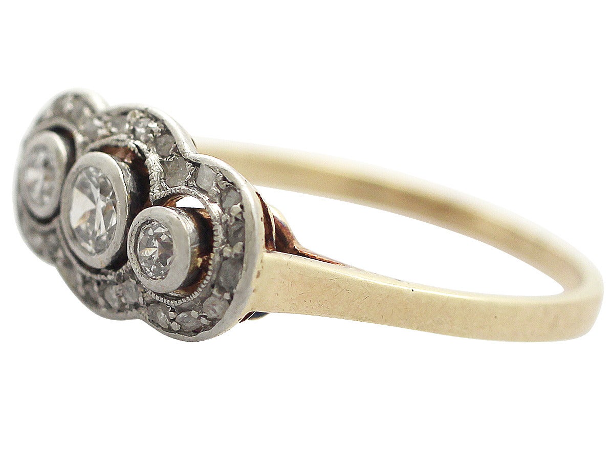 Women's 1910s Antique Diamond Gold platinum Cocktail Ring 