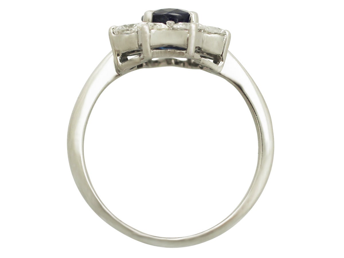 Women's 1980s 1.48 Carat Sapphire and 1.45 Carat Diamond White Gold Cocktail Ring