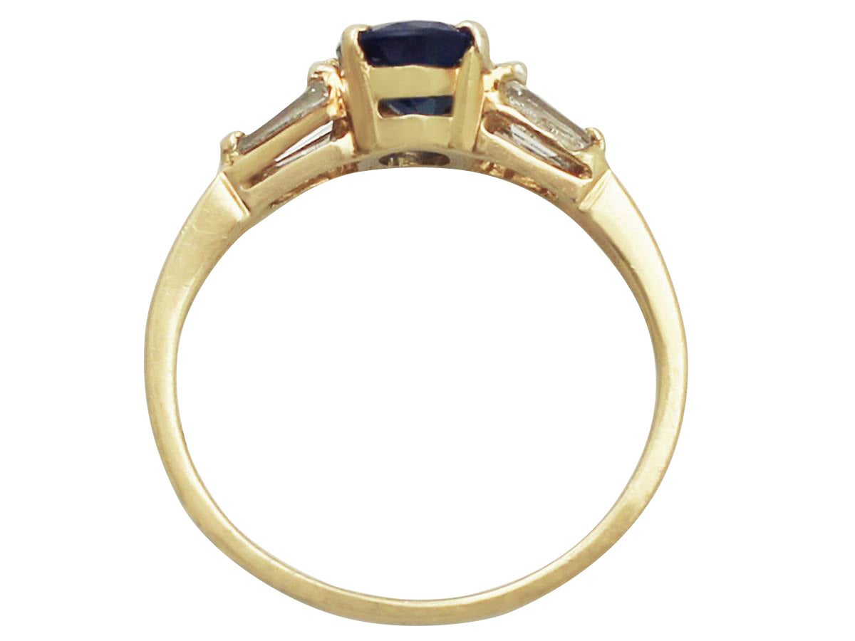 1.16Ct Blue Sapphire & 0.46Ct Diamond, 18k Yellow Gold Ring - Vintage Circa 1980 1