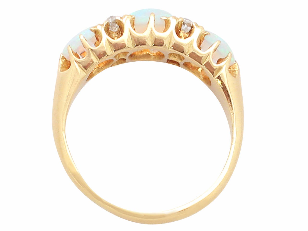 Antique Victorian Opal 0.20 Carat Diamond Gold Dress Ring 1