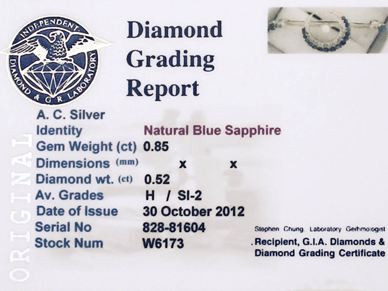 0.85Ct Sapphire & 0.52Ct Diamond, 9k Yellow Gold Crescent Brooch - Antique 4