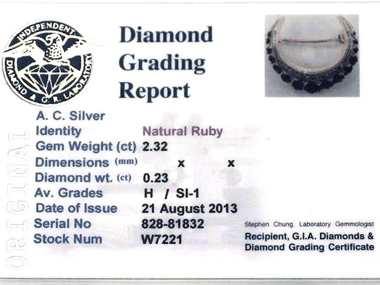 2.32Ct Ruby & 0.23Ct Diamond, 18k Yellow Gold Crescent Brooch - 1976 4