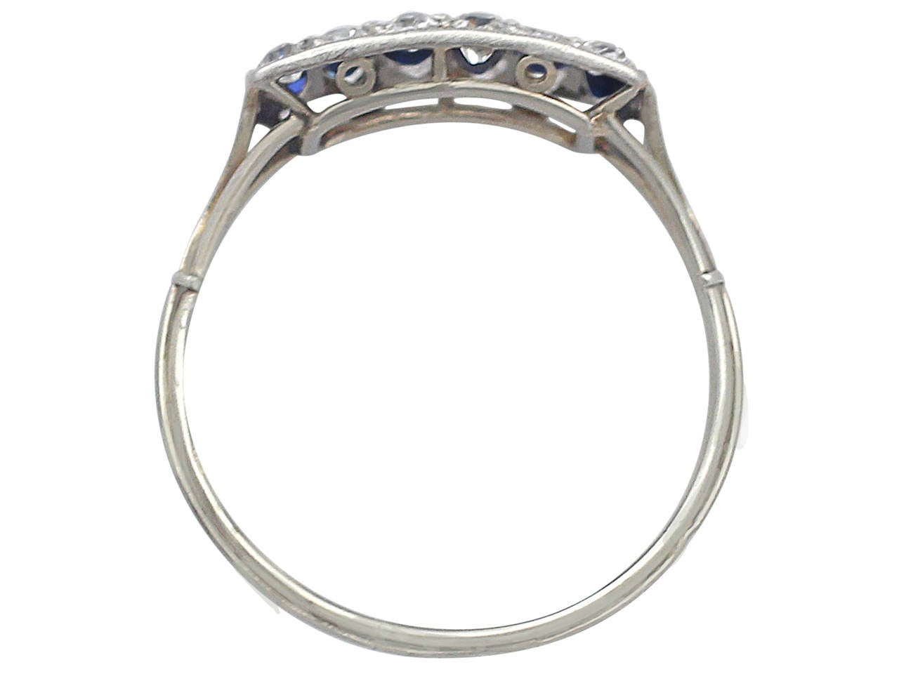 1910s Antique Sapphire & Diamond White Gold Cocktail Ring 1
