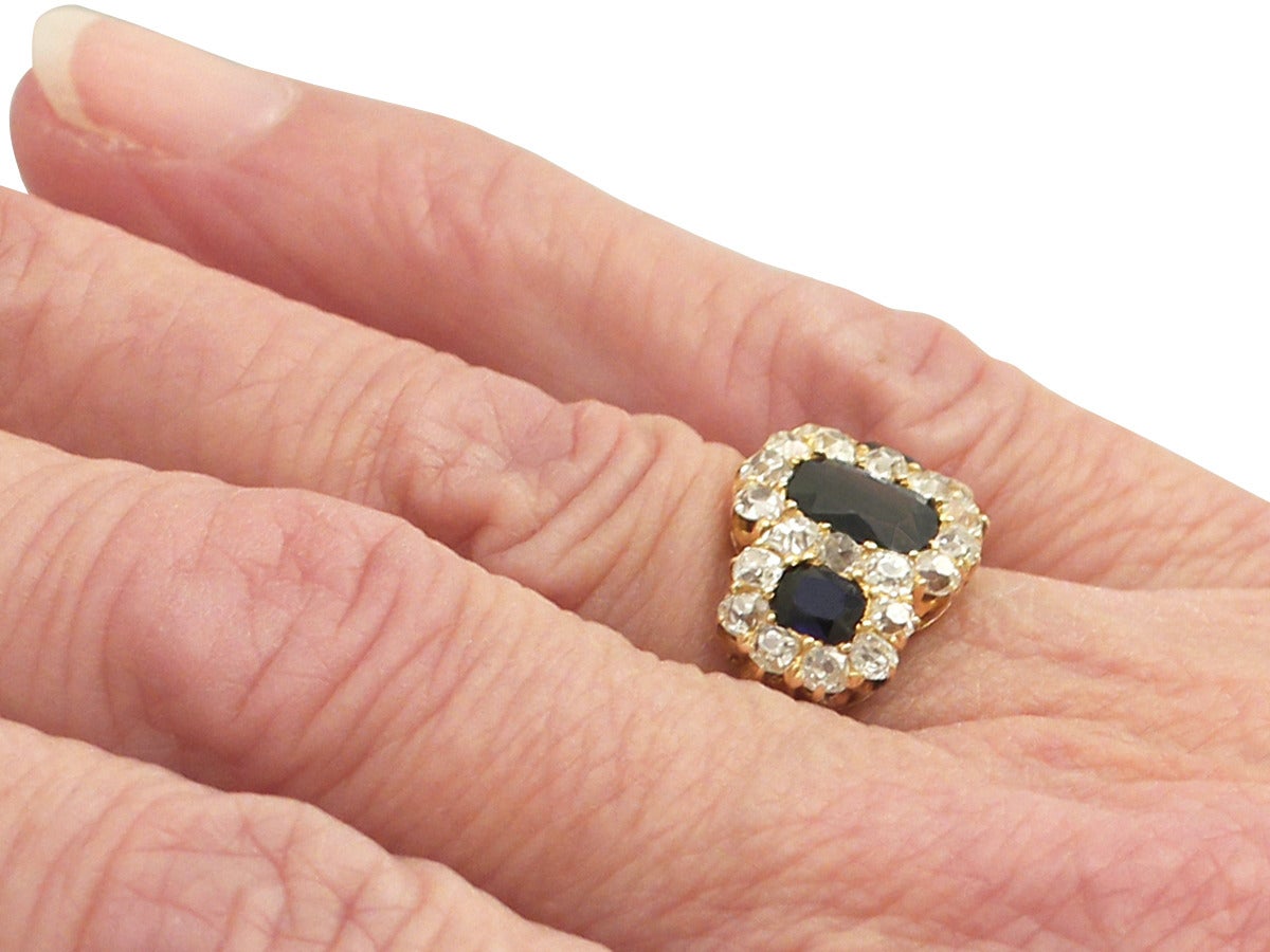 1910s 1.24 Carat Sapphire and 0.70 Carat Diamond, 18k Yellow Gold Dress Ring 4