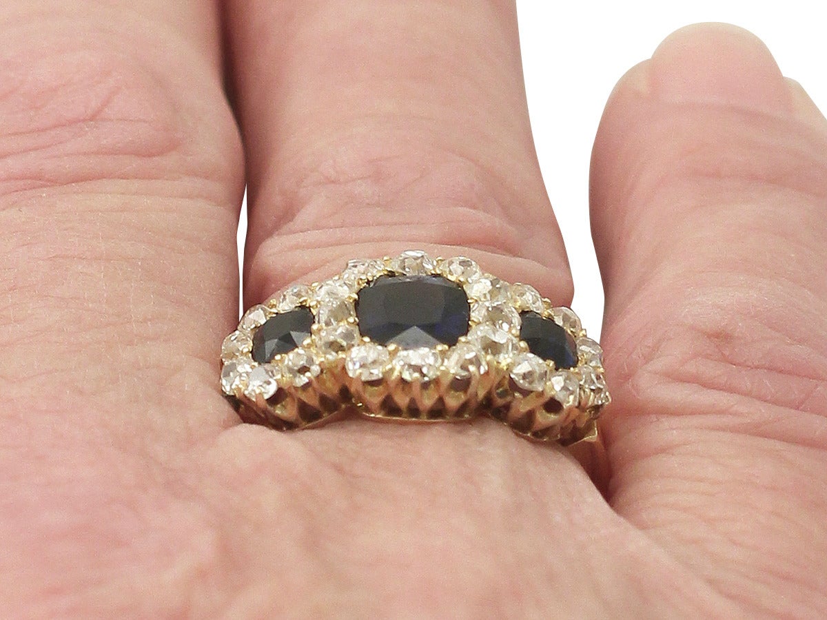 1910s 1.24 Carat Sapphire and 0.70 Carat Diamond, 18k Yellow Gold Dress Ring 5