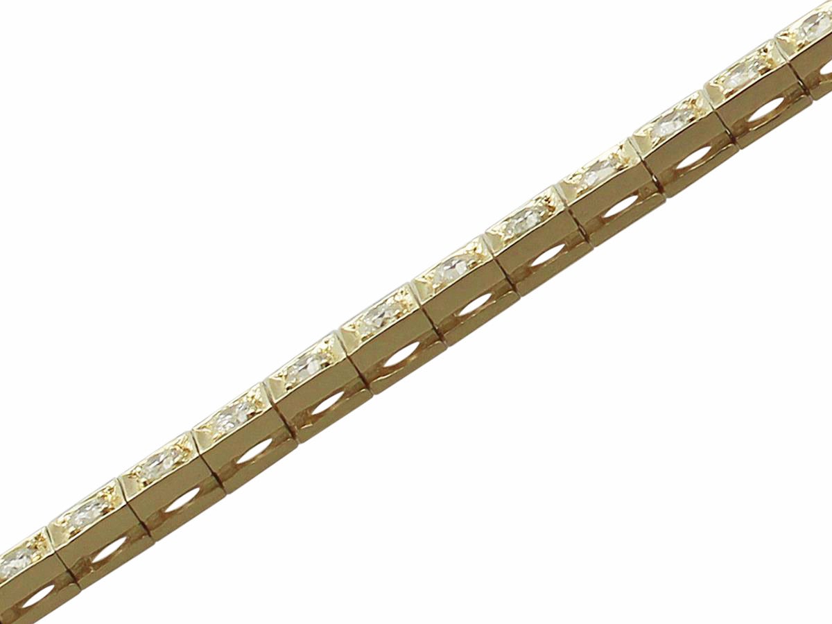 Women's 2.35Ct Diamond and 18k Yellow Gold Line Bracelet - Vintage Circa 1980