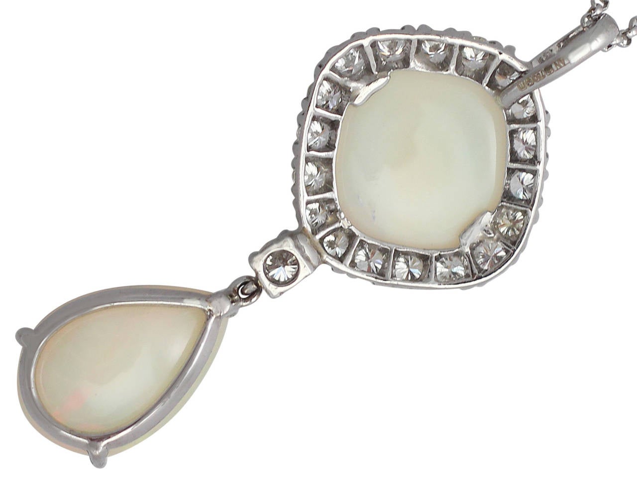 Opal and 1.25Ct Diamond, 18k White Gold Pendant - Contemporary 2012 1
