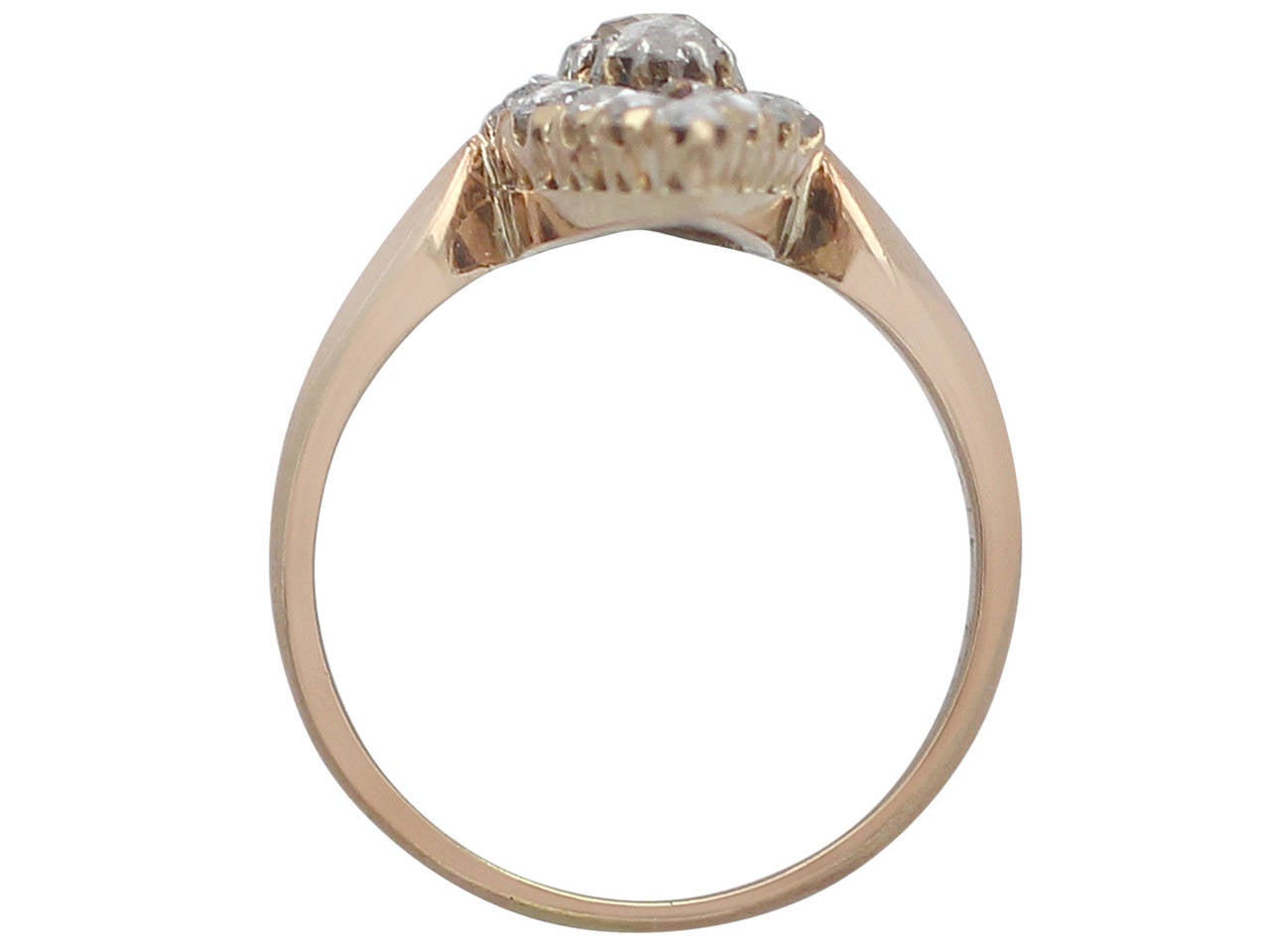 Women's 1880s French 1.62 Carat Diamond and Rose Gold Yellow Gold Cocktail Ring