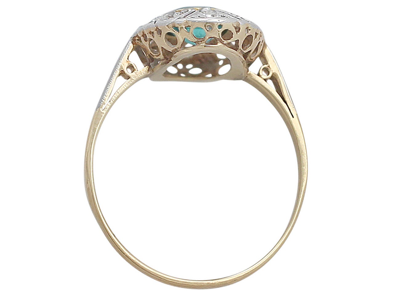 1910s Antique Emerald & Diamond Yellow Gold Cocktail Ring 1
