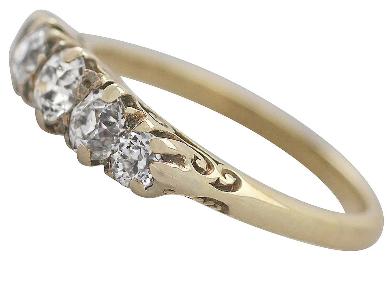 1.05 Carat Diamond and 18 Karat Yellow Gold, Five-Stone Ring, Antique circa 1910 In Excellent Condition In Jesmond, Newcastle Upon Tyne