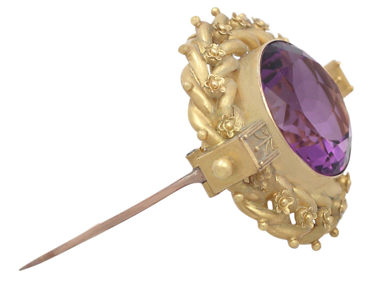 Women's 18.91Ct Amethyst and 20k Yellow Gold Brooch - Antique Victorian
