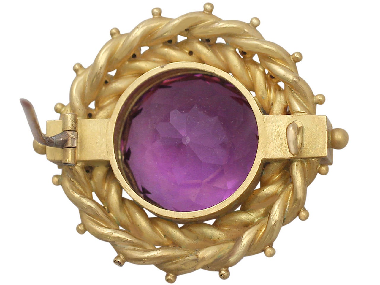 18.91Ct Amethyst and 20k Yellow Gold Brooch - Antique Victorian 1