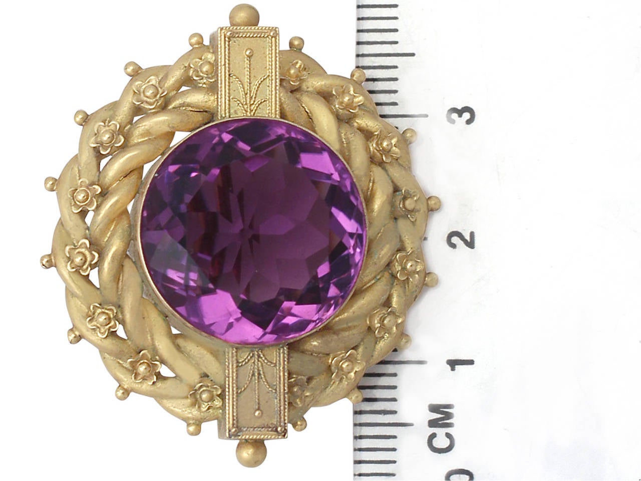 18.91Ct Amethyst and 20k Yellow Gold Brooch - Antique Victorian 2