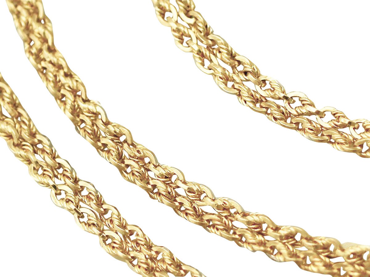 9k Yellow Gold Longuard Chain - Antique Victorian In Excellent Condition In Jesmond, Newcastle Upon Tyne