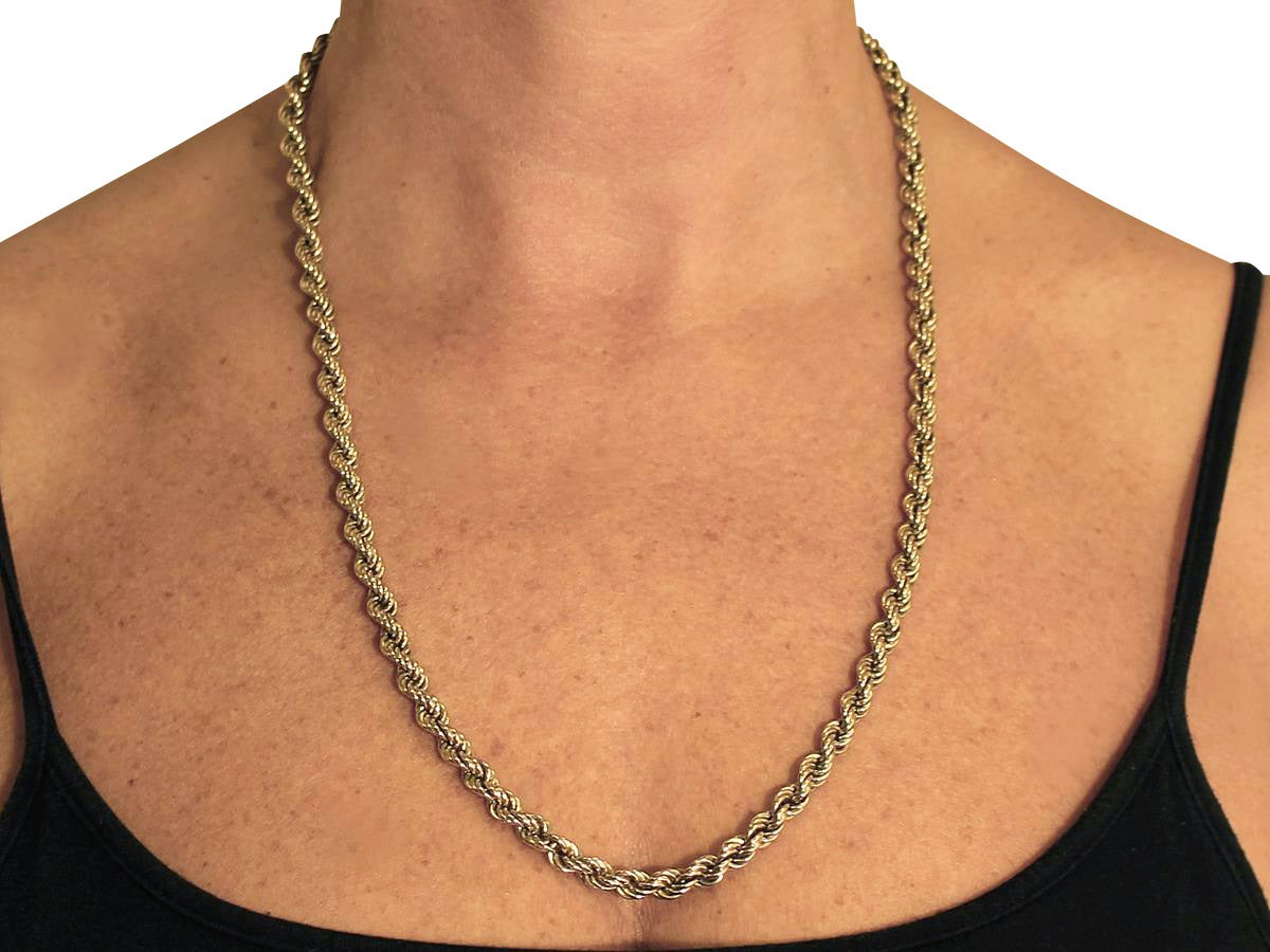 9k Yellow Gold Rope Twist Chain Necklace - Antique Victorian 1